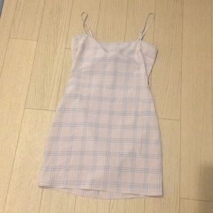 Pink plaid mini dress bow tie back medium